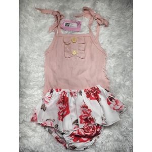 Floral Outfit, Size 100, Two-Piece Outfit, Baby Clothes, Summer Outfit, Pink